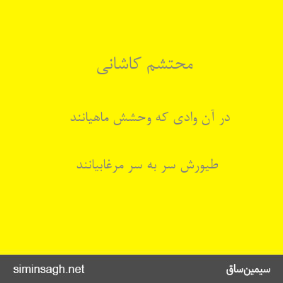 محتشم کاشانی - در آن وادی که وحشش ماهیانند