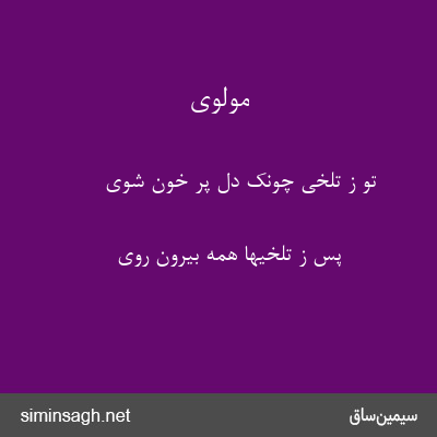 مولوی - تو ز تلخی چونک دل پر خون شوی