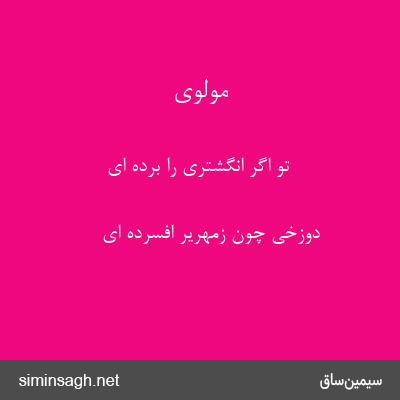 مولوی - تو اگر انگشتری را برده ای