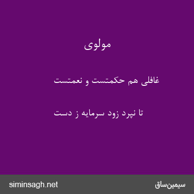 مولوی - غافلی هم حکمتست و نعمتست