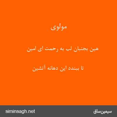 مولوی - هین بجنبان لب به رحمت ای امین