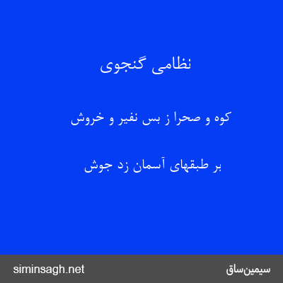 نظامی گنجوی - کوه و صحرا ز بس نفیر و خروش