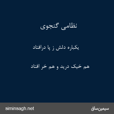 نظامی گنجوی - یکباره دلش ز پا درافتاد