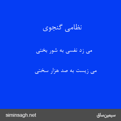 نظامی گنجوی - می زد نفسی به شور بختی