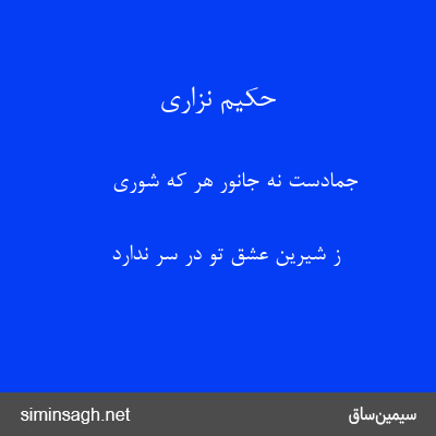 حکیم نزاری - جمادست نه جانور هر که شوری