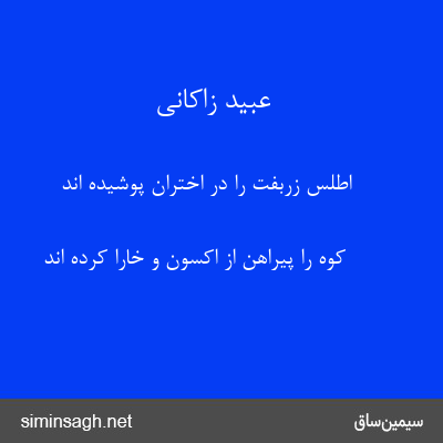 عبید زاکانی - اطلس زربفت را در اختران پوشیده اند