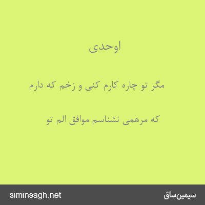 اوحدی - مگر تو چارهٔ کارم کنی و زخم که دارم