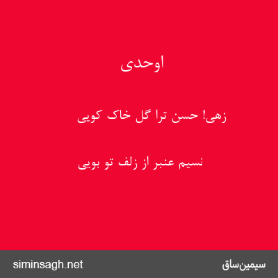 اوحدی - زهی! حسن ترا گل خاک کویی