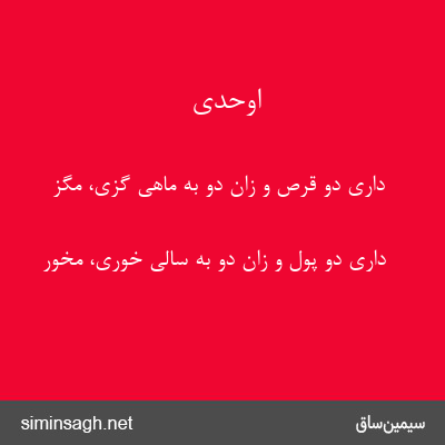 اوحدی - داری دو قرص و زان دو به ماهی گزی، مگز