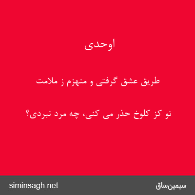 اوحدی - طریق عشق گرفتی و منهزم ز ملامت