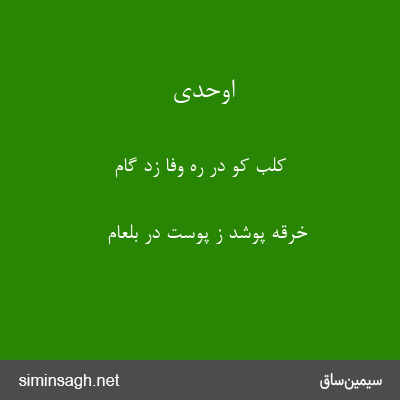 اوحدی - کلب کو در ره وفا زد گام