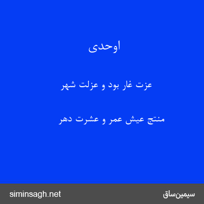 اوحدی - عزت غار بود و عزلت شهر