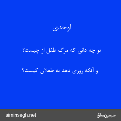 اوحدی - تو چه دانی که مرگ طفل از چیست؟