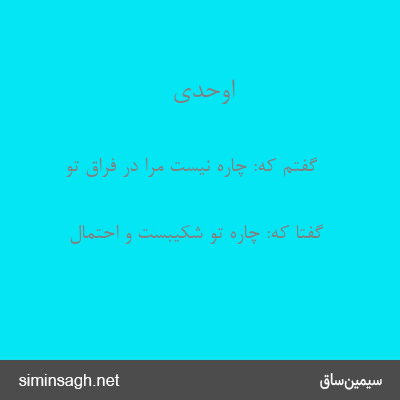 اوحدی - گفتم که: چاره نیست مرا در فراق تو