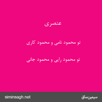 عنصری - تو محمود نامی و محمود کاری