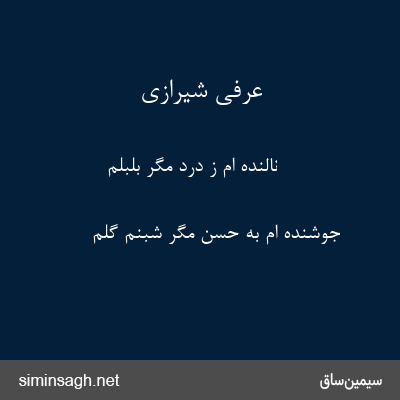 عرفی شیرازی - نالنده ام ز درد مگر بلبلم