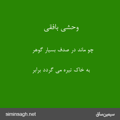 وحشی بافقی - چو ماند در صدف بسیار گوهر