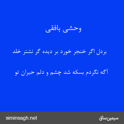 وحشی بافقی - بردل اگر خنجر خورد بر دیده گر نشتر خلد