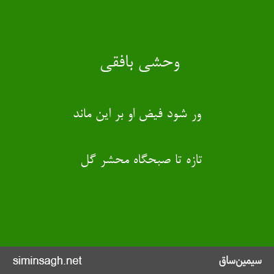 وحشی بافقی - ور شود فیض او بر این ماند