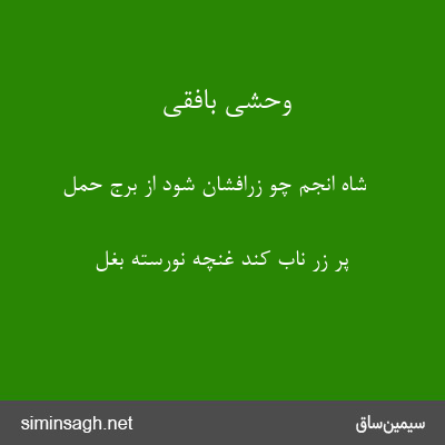 وحشی بافقی - شاه انجم چو زرافشان شود از برج حمل