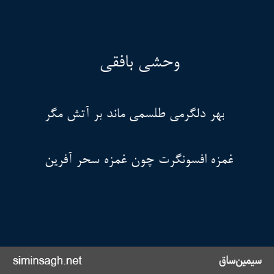 وحشی بافقی - بهر دلگرمی طلسمی ماند بر آتش مگر