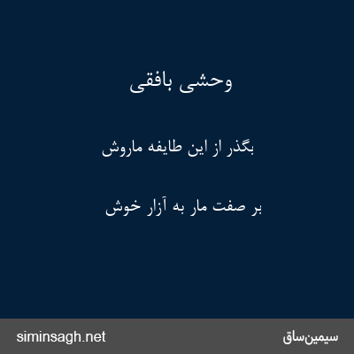 وحشی بافقی - بگذر از این طایفه ماروش