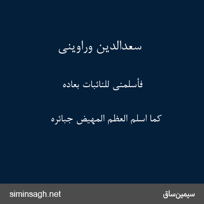 سعدالدین وراوینی - فَأَسلَمَنِی لِلنَّائِبَاتِ بِعَادُهُ