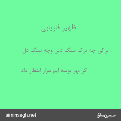 ظهیر فاریابی - ترکی چه ترک سنگ دلی وچه سنگ دل